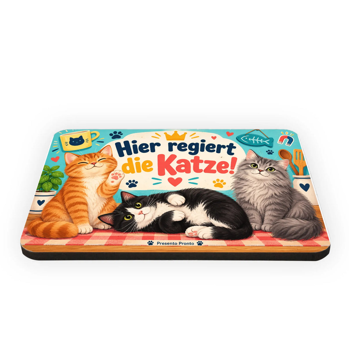 Lustiger Kühlschrankmagnet für Katzenfans mit drei Katzen