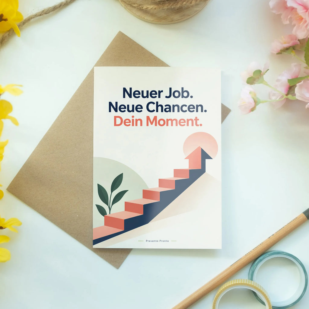 Motivierende Grußkarte zum neuen Job mit aufsteigendem Pfeil|p:2020773|h:71123447ee4c86f2232e7001c9c43c5f