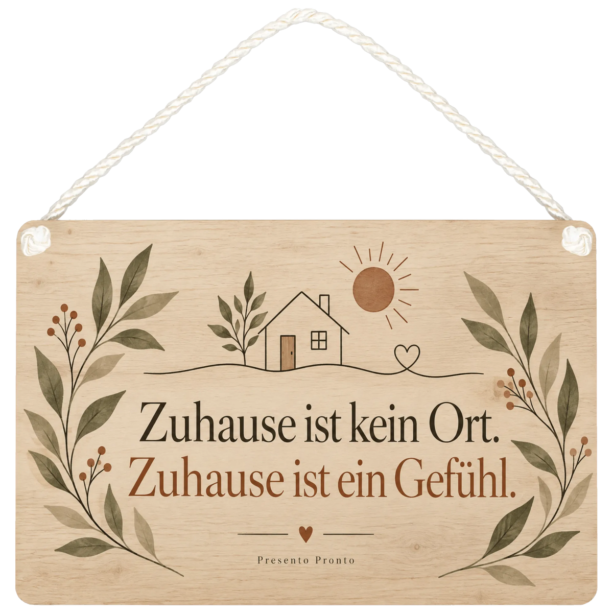 Gemütliches Holzbild Deko für die Wand im Wohnzimmer mit Haus