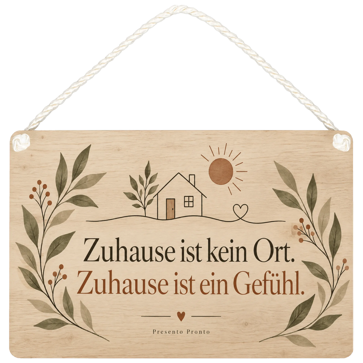 Gemütliches Holzbild Deko für die Wand im Wohnzimmer mit Haus
