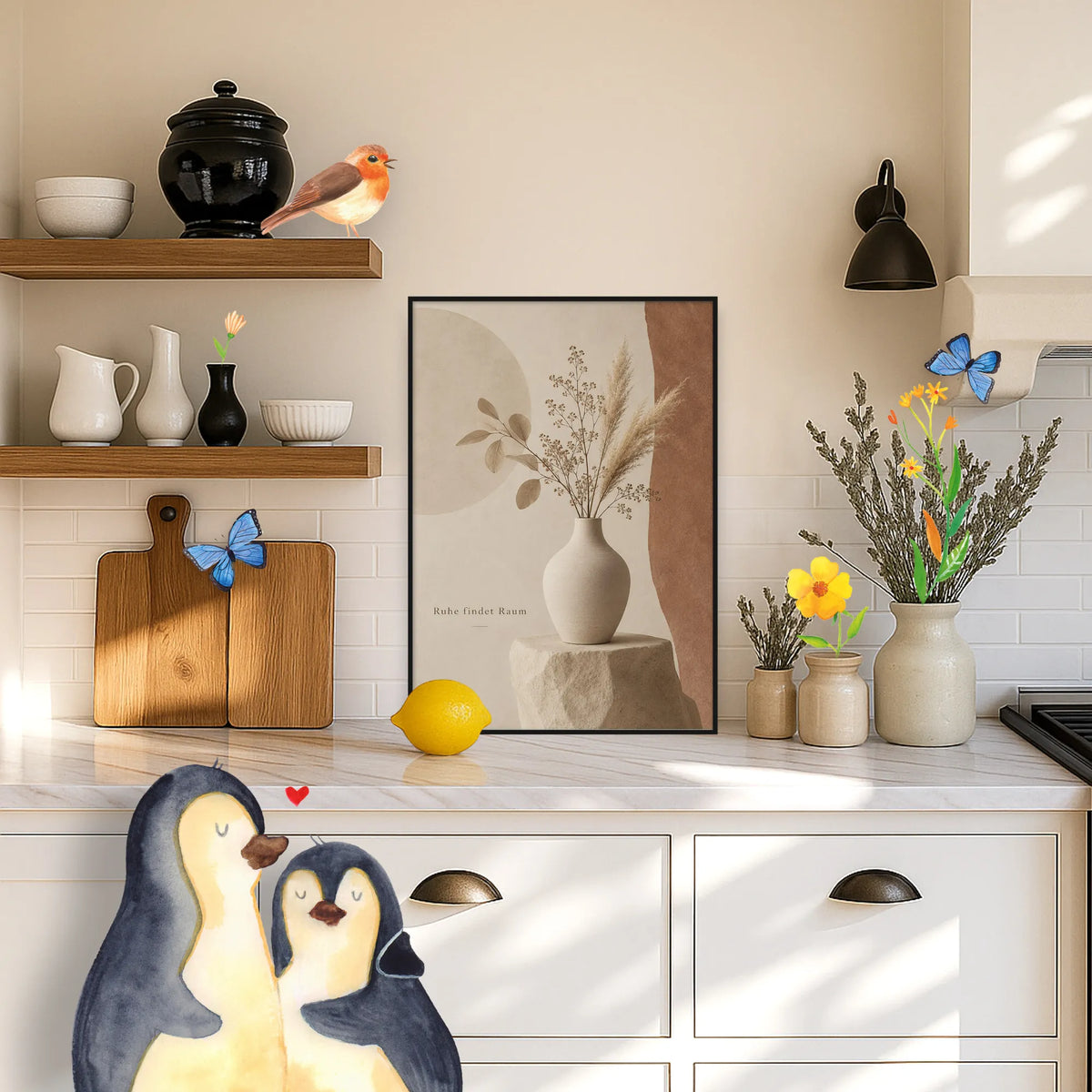 Ruhige Wanddeko mit Vase für gemütliches Zuhause