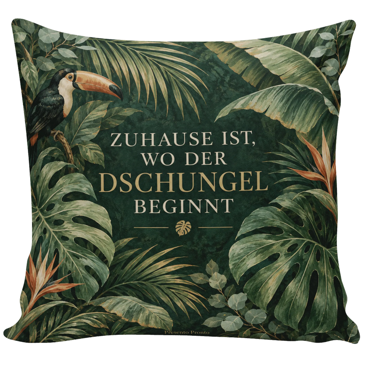 Gemütliches Dschungel Dekokissen für Pflanzenfans mit Monstera