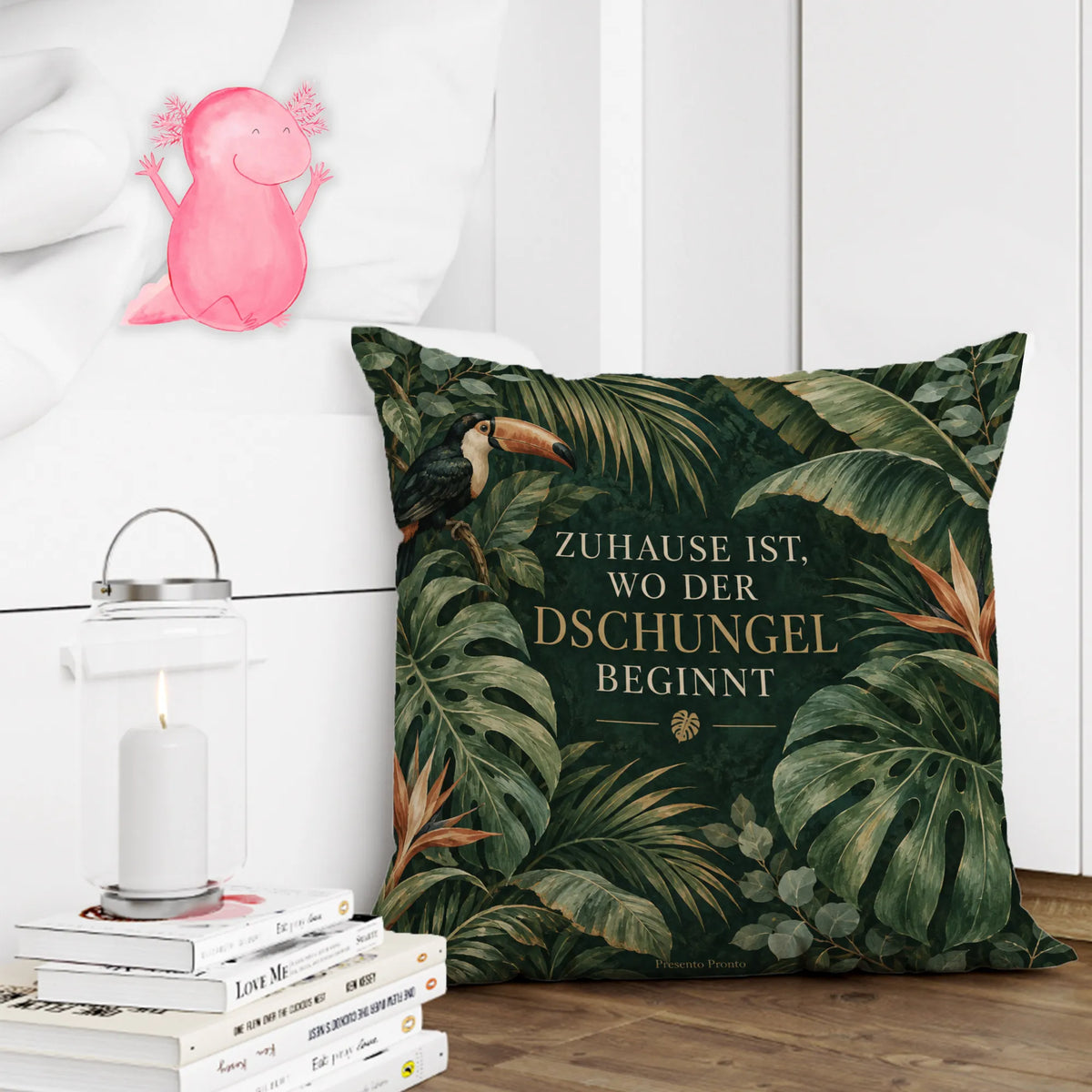 Gemütliches Dschungel Dekokissen für Pflanzenfans mit Monstera