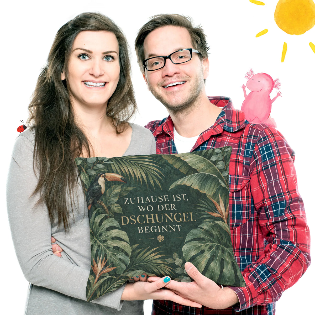 Gemütliches Dschungel Dekokissen für Pflanzenfans mit Monstera
