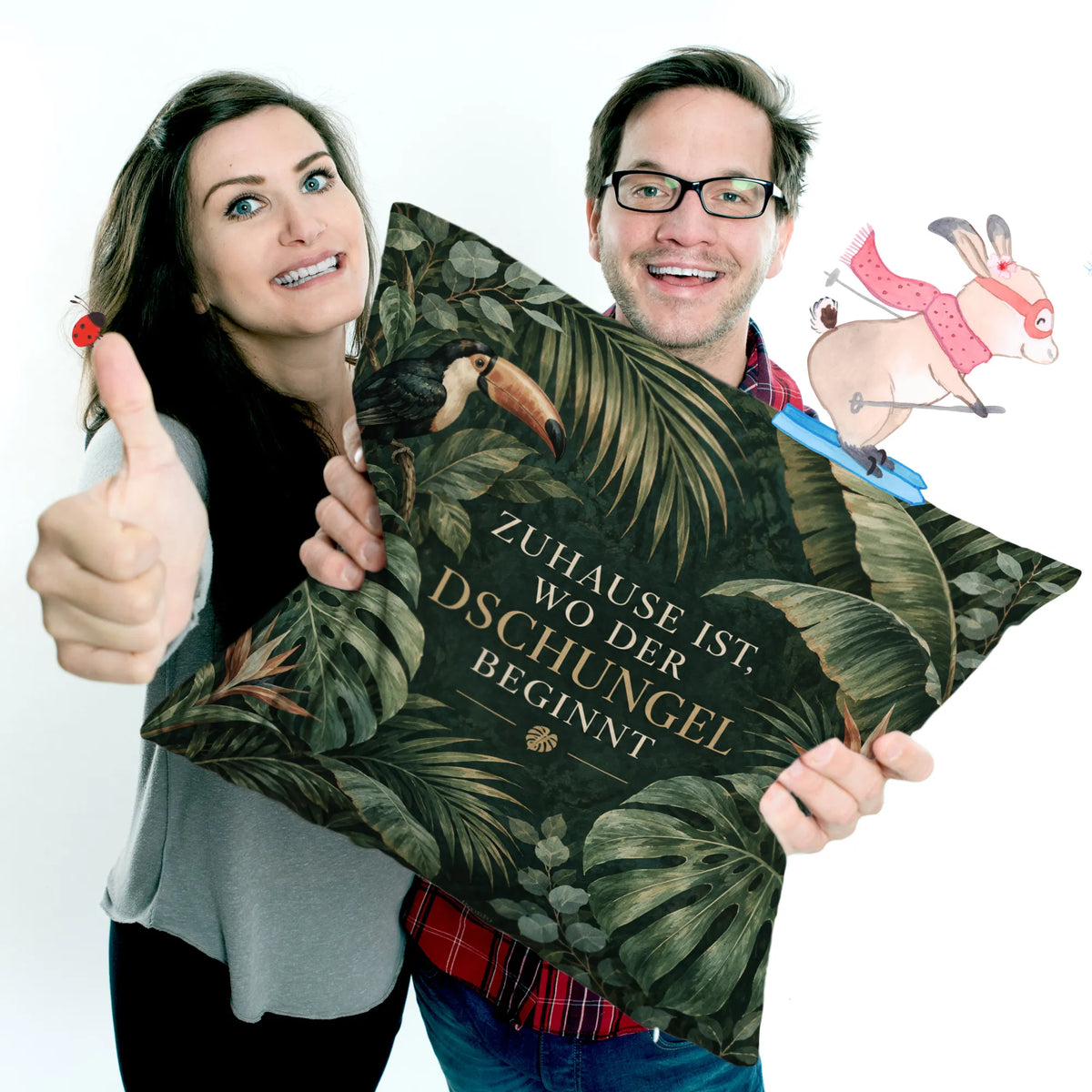 Gemütliches Dschungel Dekokissen für Pflanzenfans mit Monstera