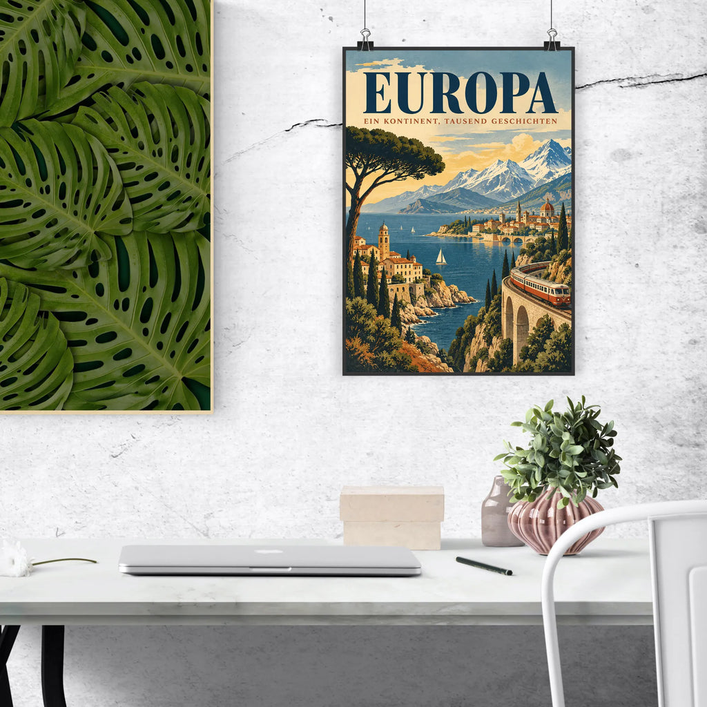 Nostalgisches Europa Plakat für Weltenbummler mit Eisenbahn|p:2020825|h:32f32683bb20d392d709b86c026db72a
