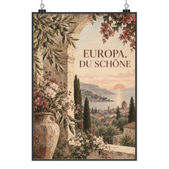 Poetisches Europa Plakat mit Torbogen und Olivenzweigen