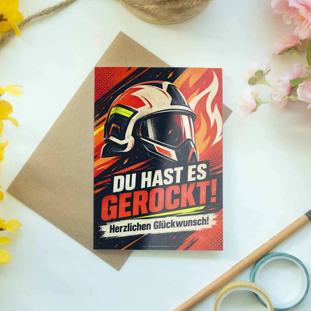 Coole Glückwunschkarte für die Feuerwehr mit Feuerwehrhelm|p:2020894|h:9392467e563b22fbff200f6868a43a31