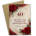 Elegante Glückwunschkarte zur Rubinhochzeit mit roten Rosen