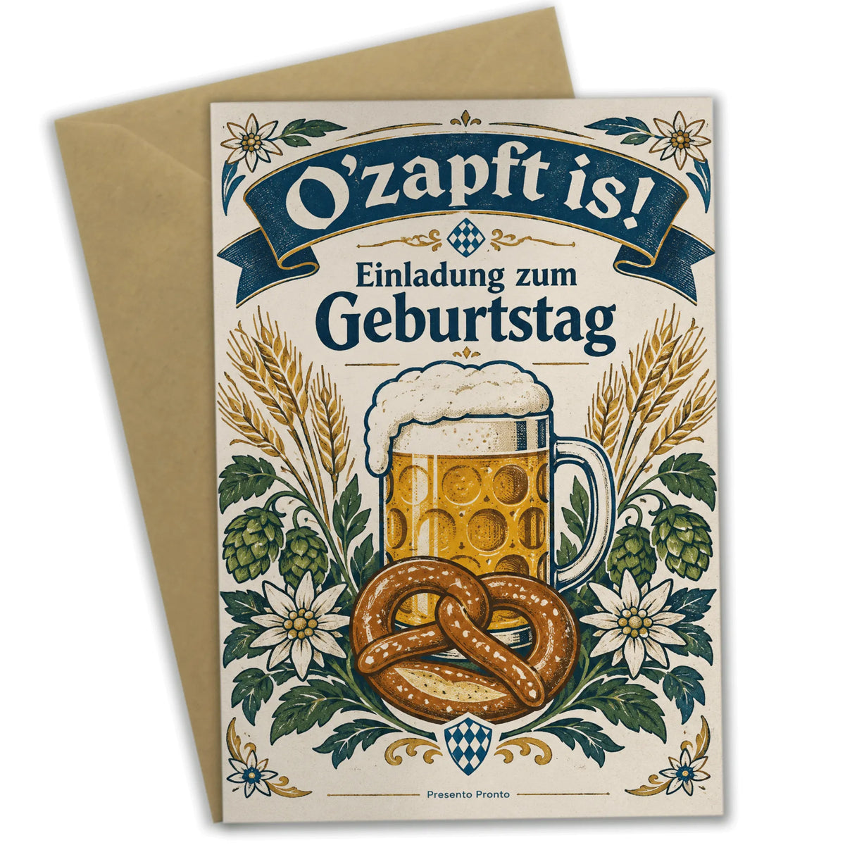 Lustige Einladungskarten zum Oktoberfest Geburtstag mit Bierkrug