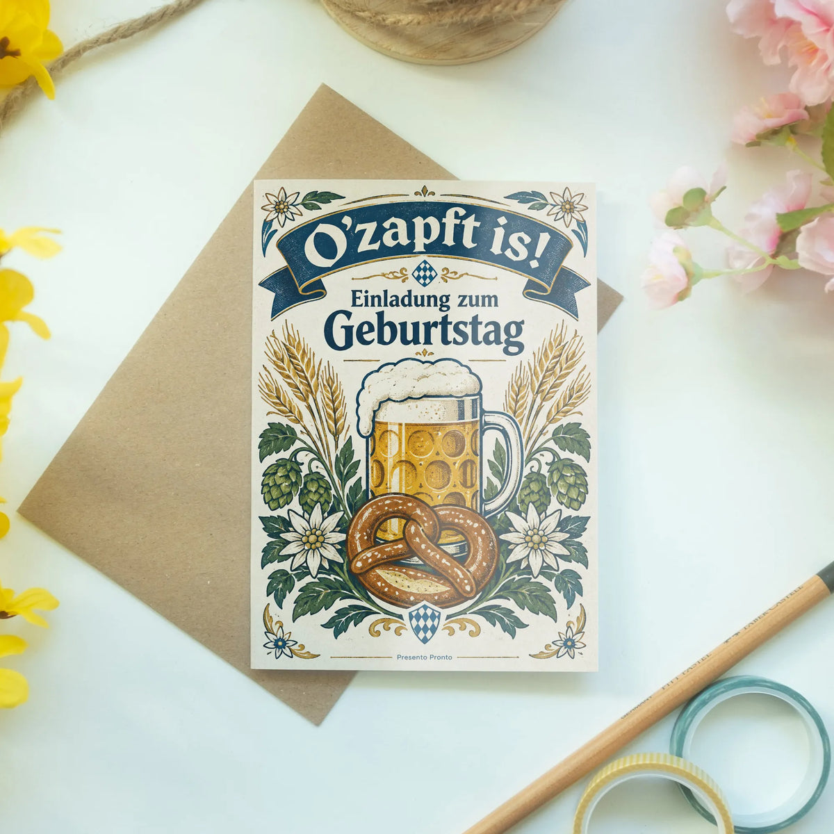 Lustige Einladungskarten zum Oktoberfest Geburtstag mit Bierkrug