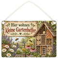 Liebevolles Schild fürs Insektenhotel mit Bienen und Wildblumen