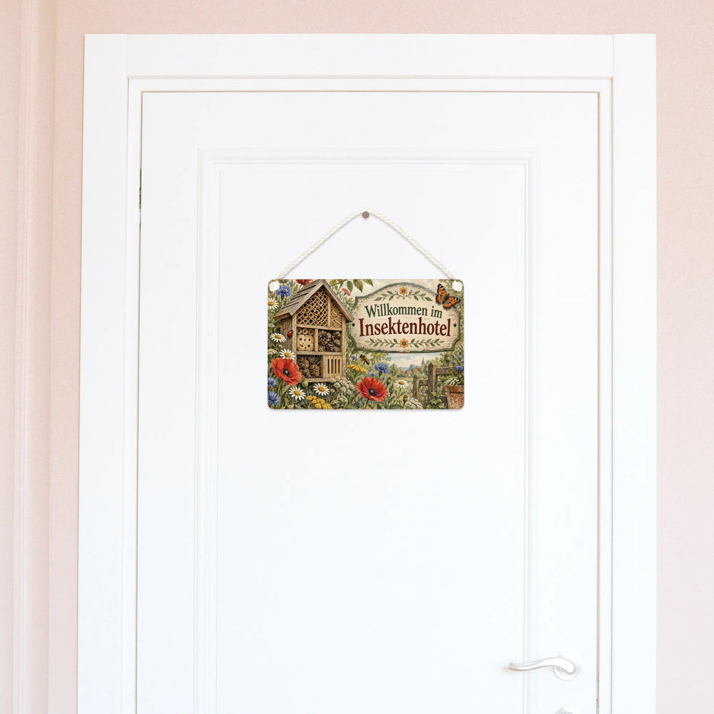 Nostalgisches Schild zum Insektenhotel mit Biene und Kornblumen|p:2020923|h:7d250555b3b8232879a115aafdc0826a