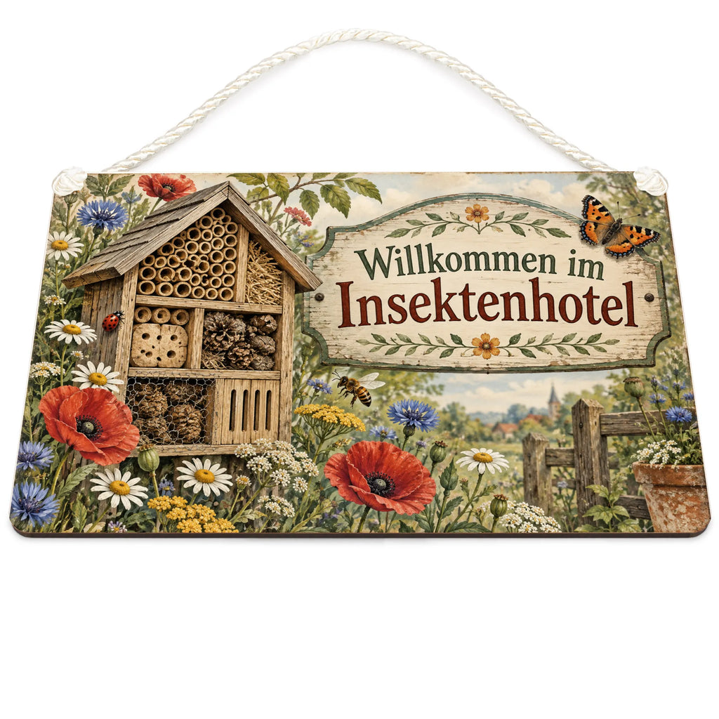 Nostalgisches Schild zum Insektenhotel mit Biene und Kornblumen|p:2020923|h:902e08478ac5b8fa8fe24ecc9fdaf278