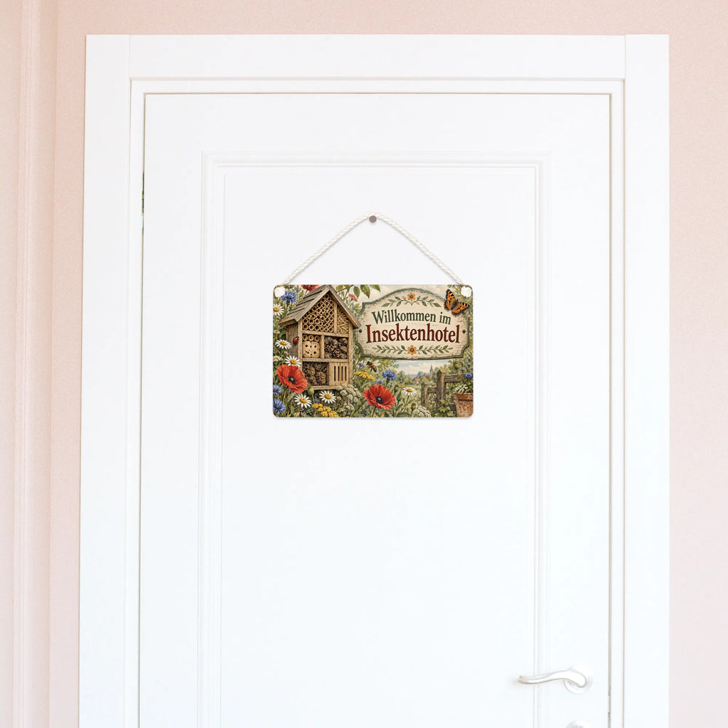 Nostalgisches Schild zum Insektenhotel mit Biene und Kornblumen|p:2020924|h:4b5a2a7eb98d10950d7181229e68c03e