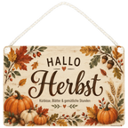 Gemütliches Holzschild zum Herbst mit Kürbis und Blättern|p:2020932|h:263023504fa79aa0febe6ed0e99488fb