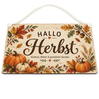 Gemütliches Holzschild zum Herbst mit Kürbis und Blättern|p:2020934|h:b6504bd6b9b687fc4b6230e884511cc5