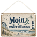 Maritimes Holzschild für Ferienwohnung mit Leuchtturm