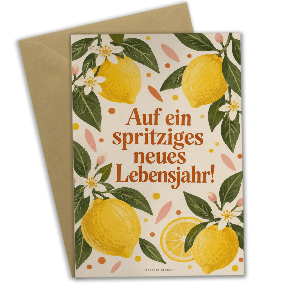Spritzige Geburtstagskarte mit Zitrone