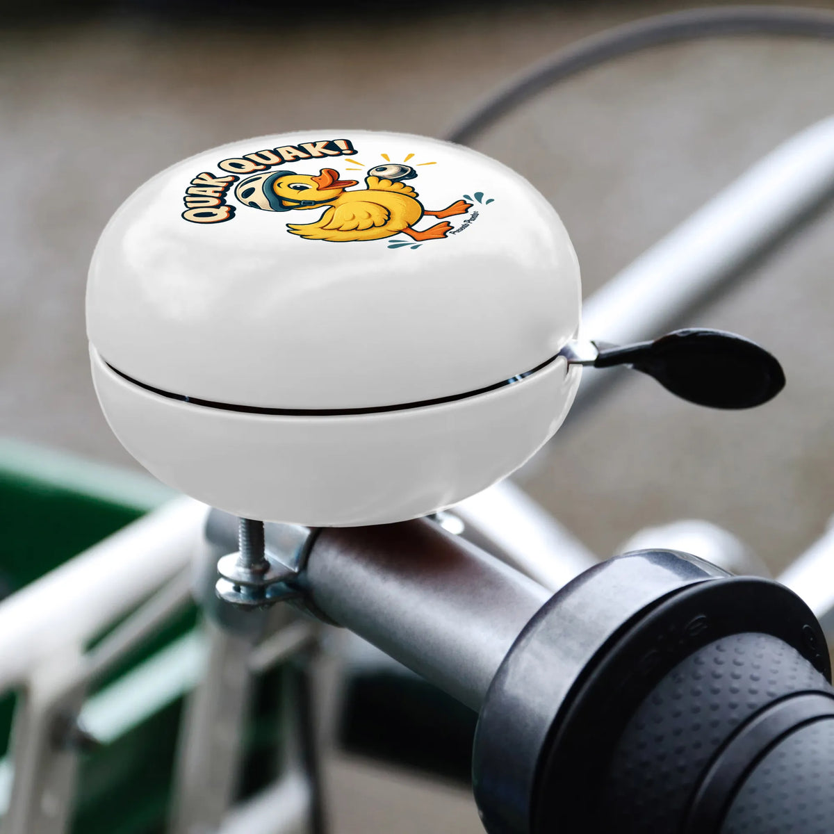 Lustige Fahrradklingel für Entenfans mit Helm