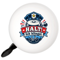 Lustige Polizei Fahrradklingel mit Abzeichen und Fahrradsilhouette