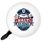Lustige Polizei Fahrradklingel mit Abzeichen und Fahrradsilhouette|p:2020971|h:0cf260e49427369c65994ac57559fcf1
