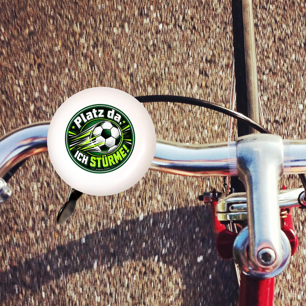 Lustige Fahrradklingel für Fußballfans mit stürmendem Ball|p:2020973|h:1e8419dd91d3d0993abf2df32cbce1ce