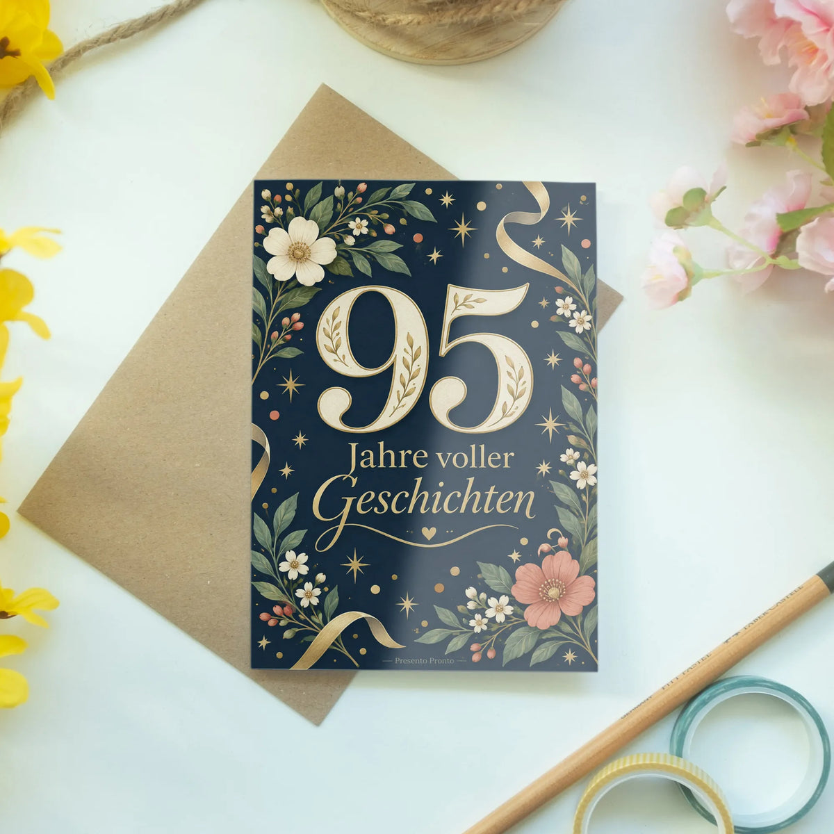 Elegante Geburtstagskarte zum 95. Geburtstag mit Zahl 95