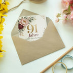 Elegante Geburtstagskarte zum 91. Geburtstag mit Pfingstrosen|p:2020978|h:740a0eed22cb01494c6edd6e7a2fb4ca