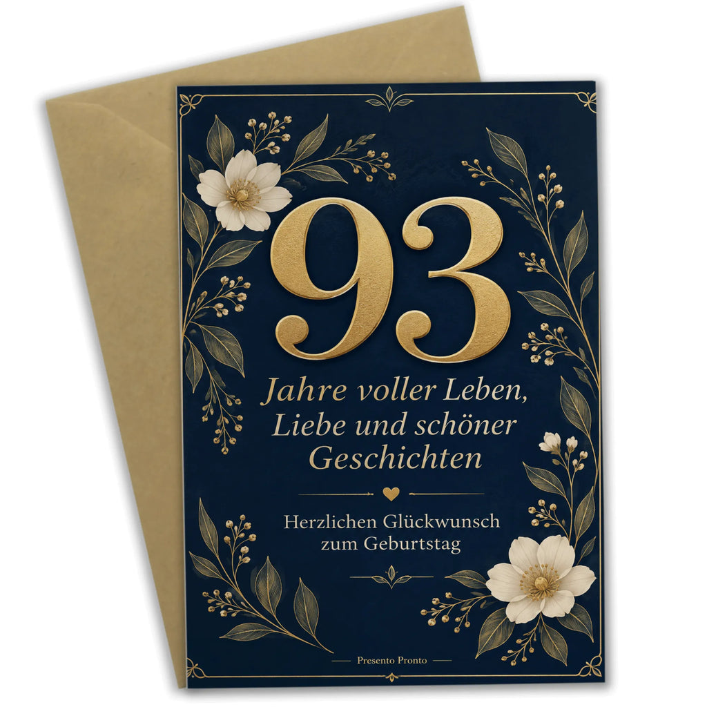 Elegante Geburtstagskarte zum 93. Geburtstag mit Goldakzenten|p:2020982|h:78236e94e5eb119e479dc35d277ccacf