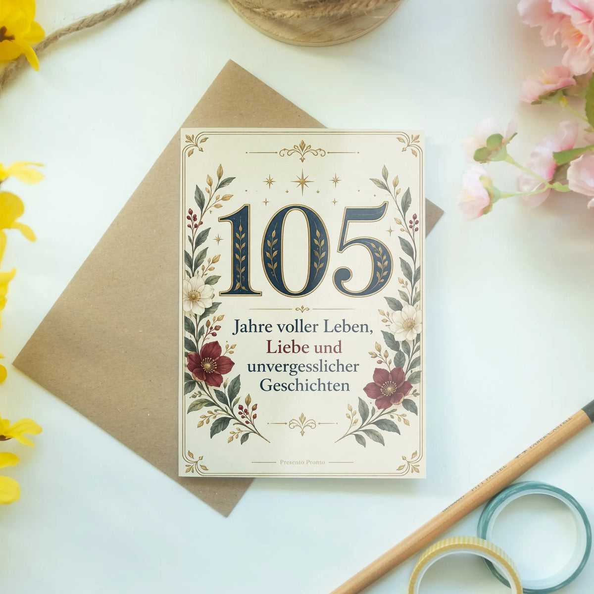 Elegante Geburtstagskarte zum 105. Geburtstag mit Zahl 105