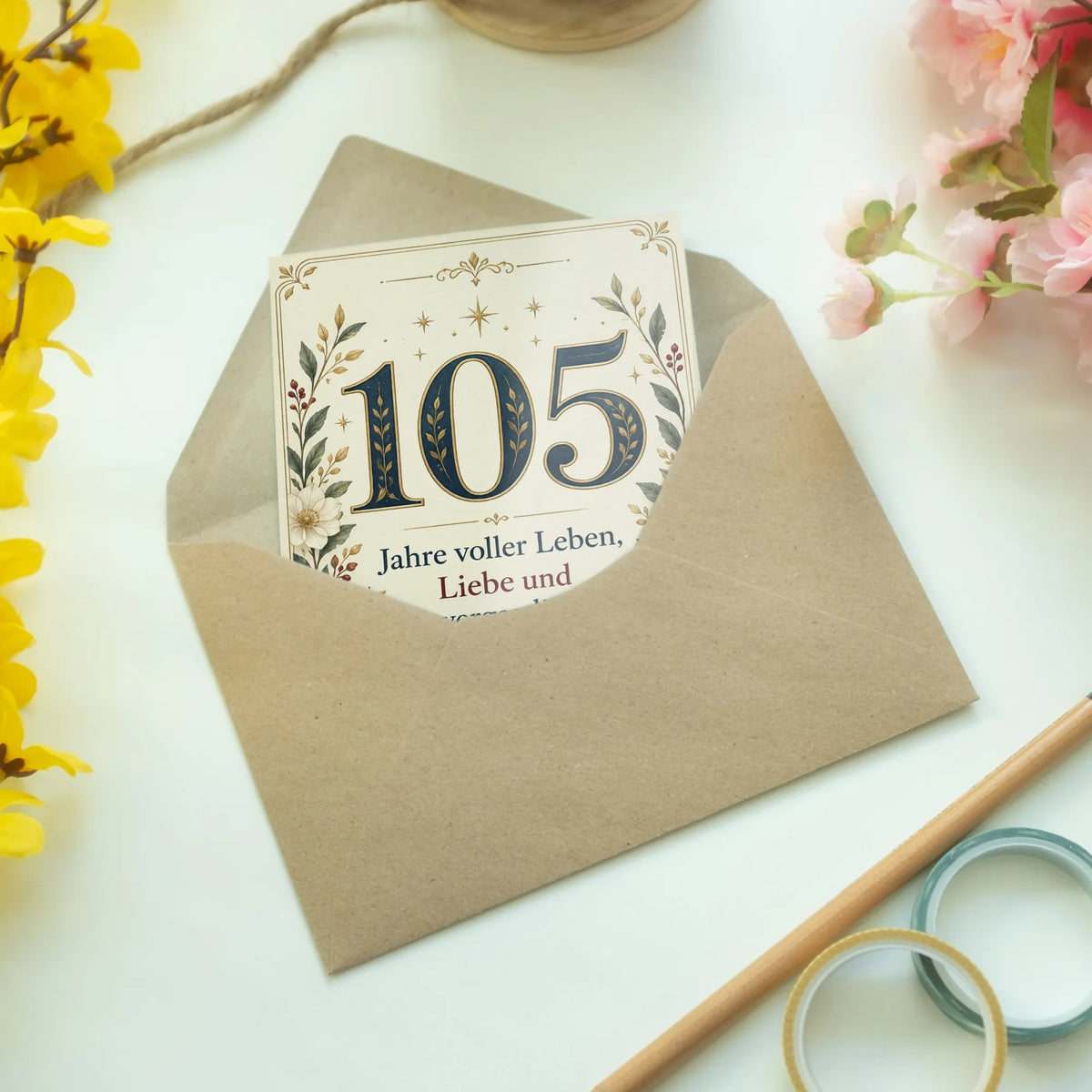 Elegante Geburtstagskarte zum 105. Geburtstag mit Zahl 105