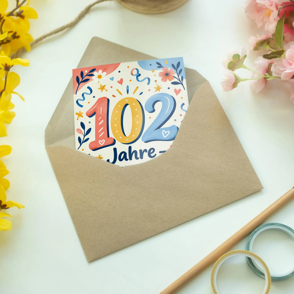 Fröhliche Geburtstagskarte zum 102. Geburtstag mit Konfetti|p:2020990|h:36b5fac494a838a472b40094466d89fa