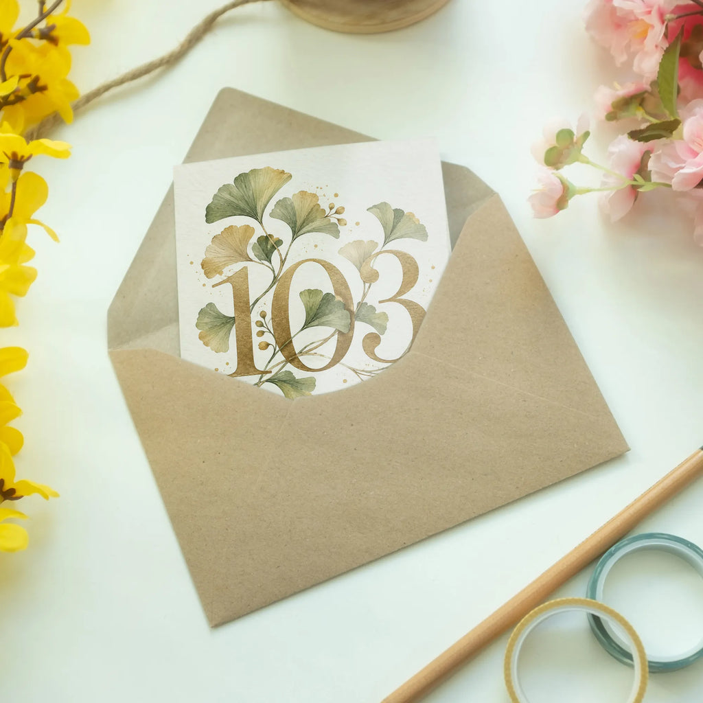 Elegante Geburtstagskarte zum 103. Geburtstag mit Ginkgo|p:2020992|h:30ae1ec2ed6b7212e2f9bb2e2704013b