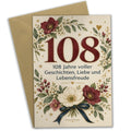Elegante Geburtstagskarte zum 108. Geburtstag mit Wildblumen