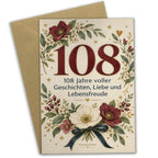 Elegante Geburtstagskarte zum 108. Geburtstag mit Wildblumen|p:2020995|h:f6b1e95dbe9c91863ad7440681098668