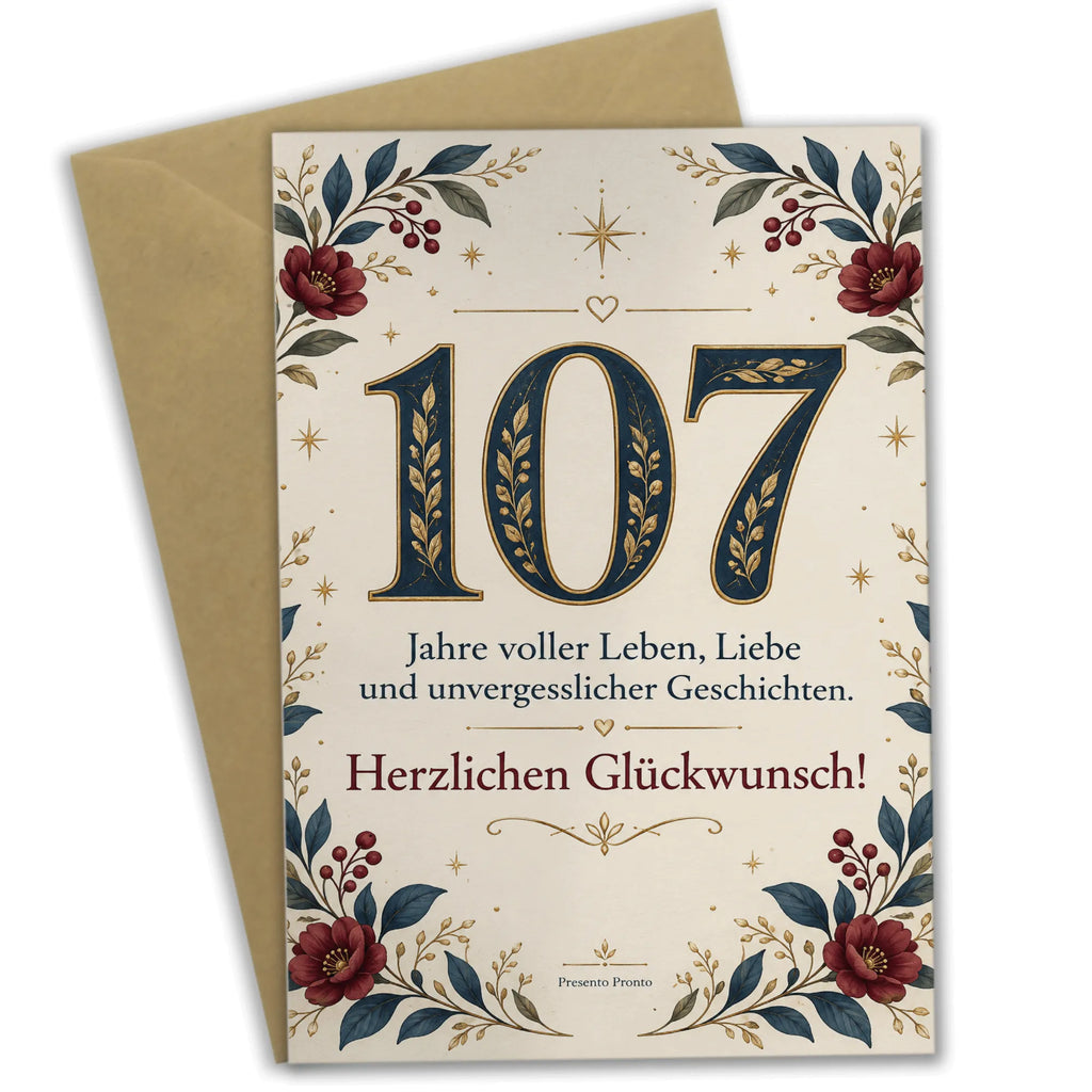 Elegante Geburtstagskarte zum 107. Geburtstag mit goldener Zahl|p:2020998|h:a1687c805e94de70789eeef9aa9521a2