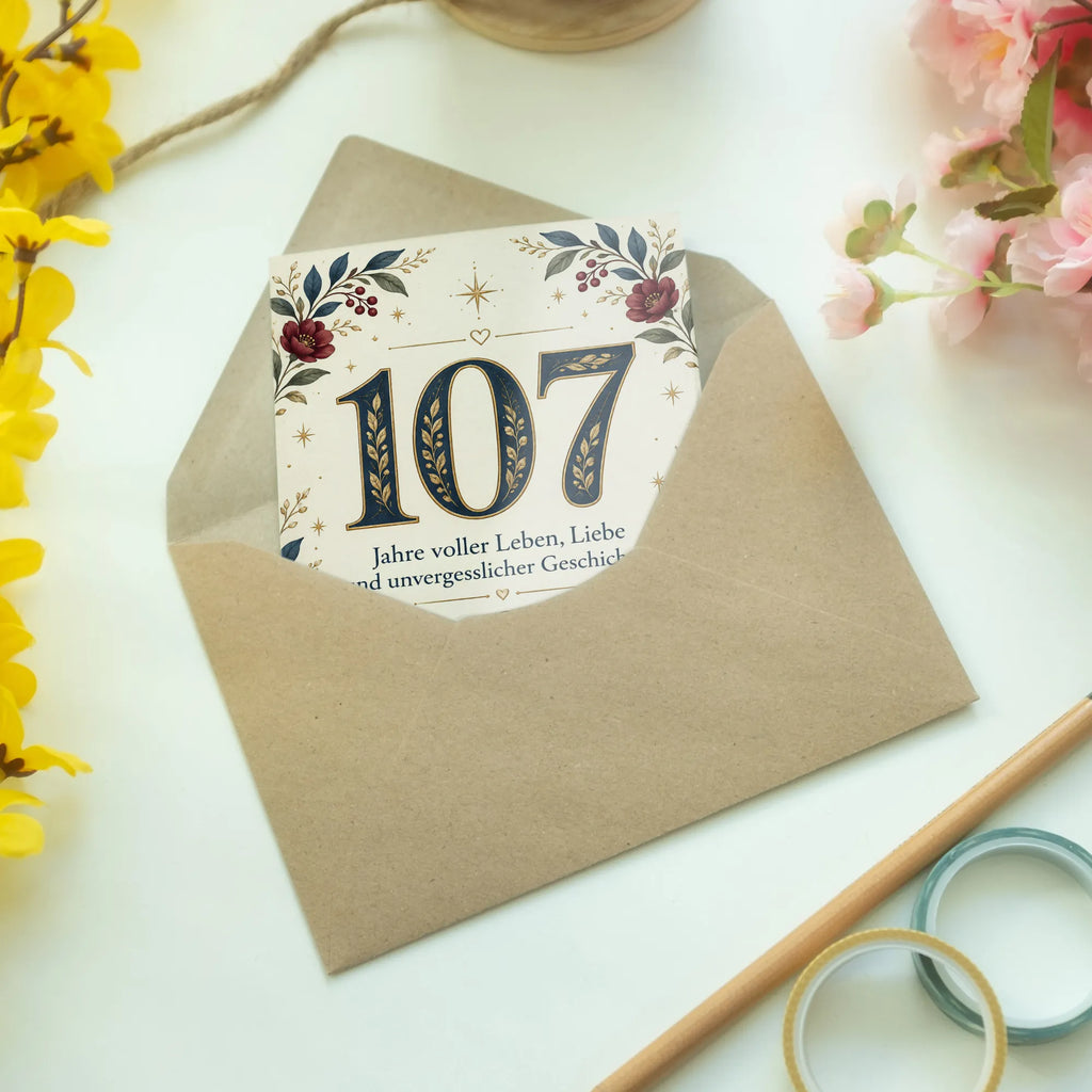 Elegante Geburtstagskarte zum 107. Geburtstag mit goldener Zahl|p:2020998|h:f56b53ff57ff63e9ca3651e36b2b4412