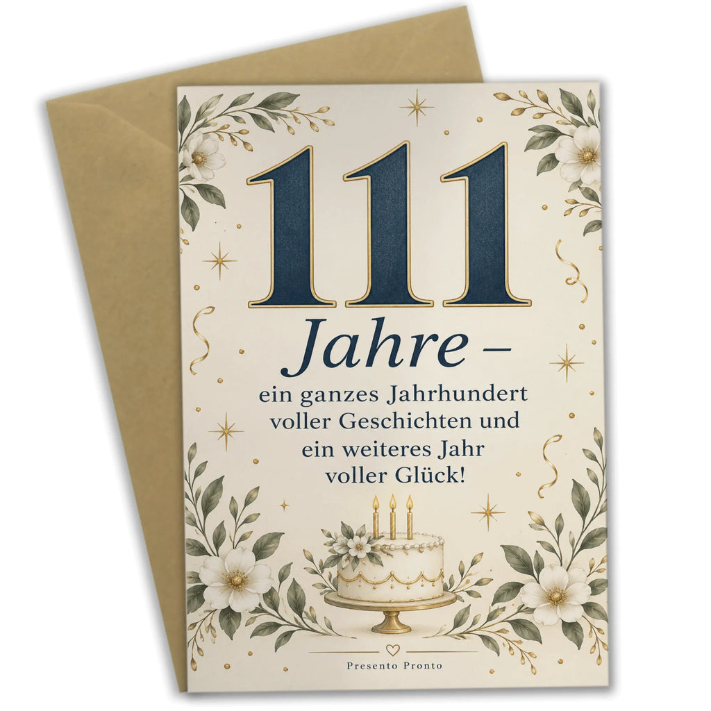 Elegante Geburtstagskarte zum 111. Geburtstag mit goldener 111|p:2020999|h:301baf75f76910205fe29fc1452ae34c