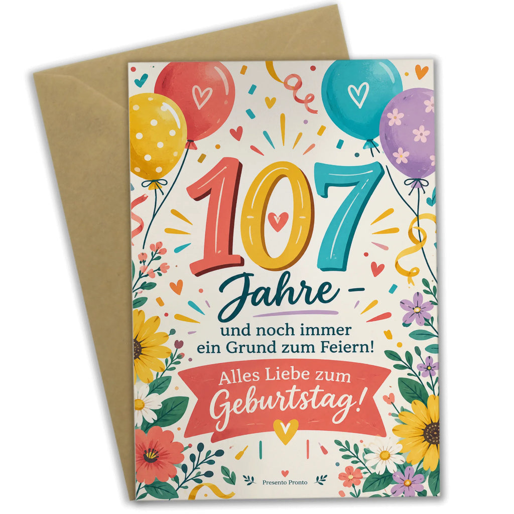 Fröhliche Geburtstagskarte zum 107. Geburtstag mit Luftballons|p:2021000|h:7f89be021cffb2d67fc34ca955929604