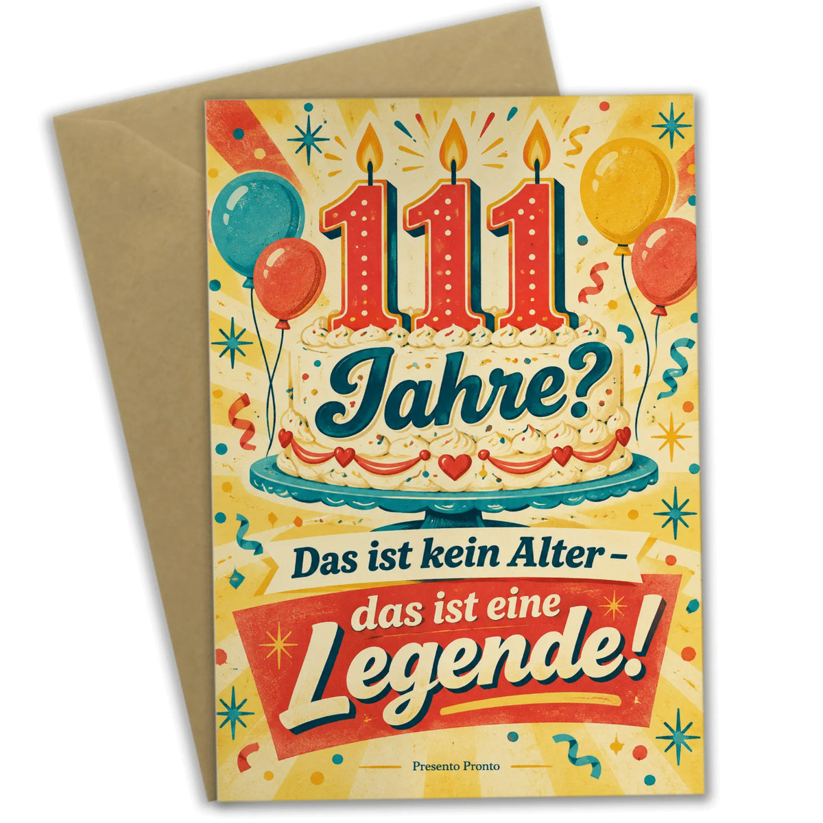 Lustige Geburtstagskarte zum 111 Geburtstag mit Ballons