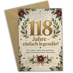 Elegante Geburtstagskarte zum 118. Geburtstag mit goldener Zahl|p:2021009|h:7ea4f5b26efc7542f77e898604e14e1b