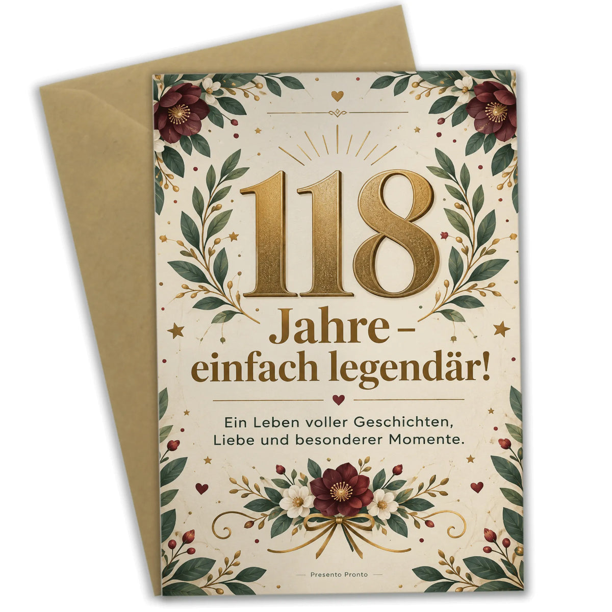 Elegante Geburtstagskarte zum 118. Geburtstag mit goldener Zahl