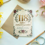 Elegante Geburtstagskarte zum 118. Geburtstag mit goldener Zahl|p:2021009|h:9a2b833c36a5dfed290e38319f5a9e04