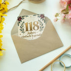 Elegante Geburtstagskarte zum 118. Geburtstag mit goldener Zahl|p:2021009|h:f42eab386fa3975cb97a667ed7b0702a