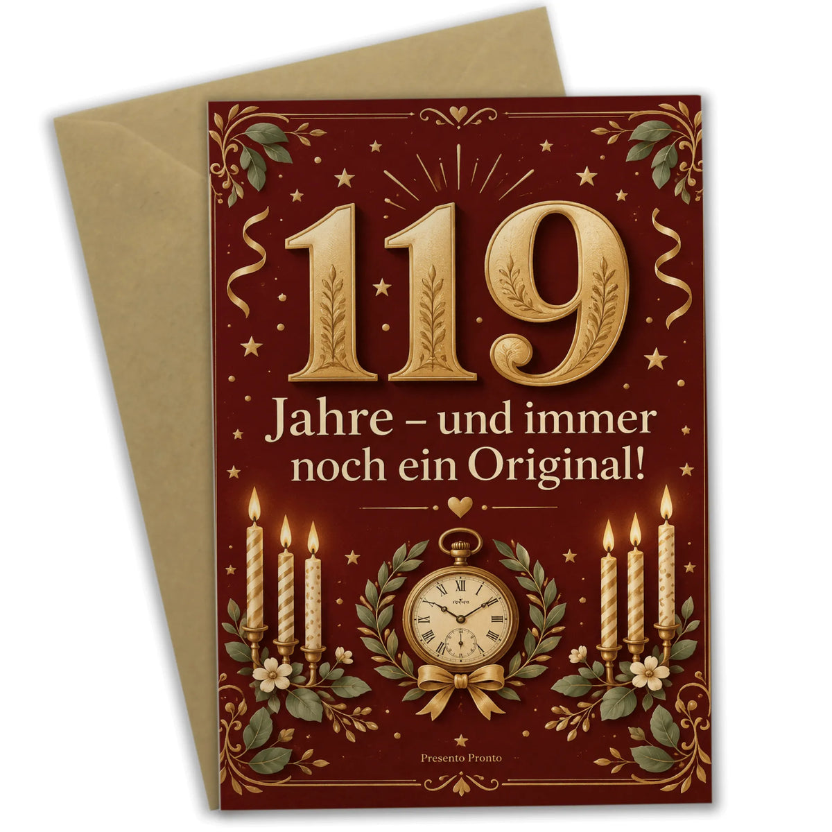 Würdige Geburtstagskarte zum 119. Geburtstag mit goldener Zahl