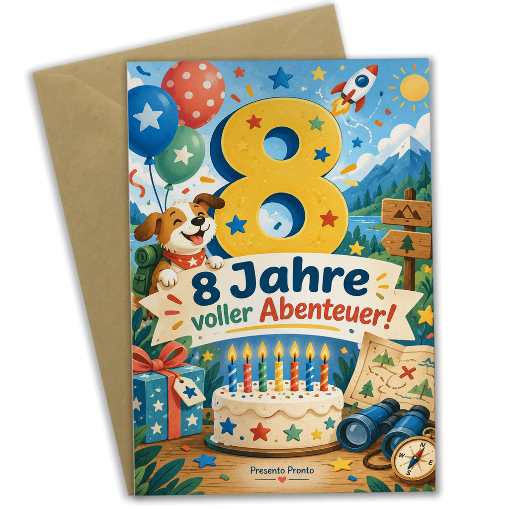 Fröhliche Geburtstagskarte zum 8. Geburtstag mit Ballons|p:2021025|h:592f62ed47f117c264a5752cd01aced9
