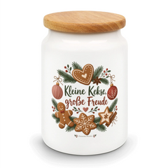 Fröhliche Keksdose zu Weihnachten mit Lebkuchen