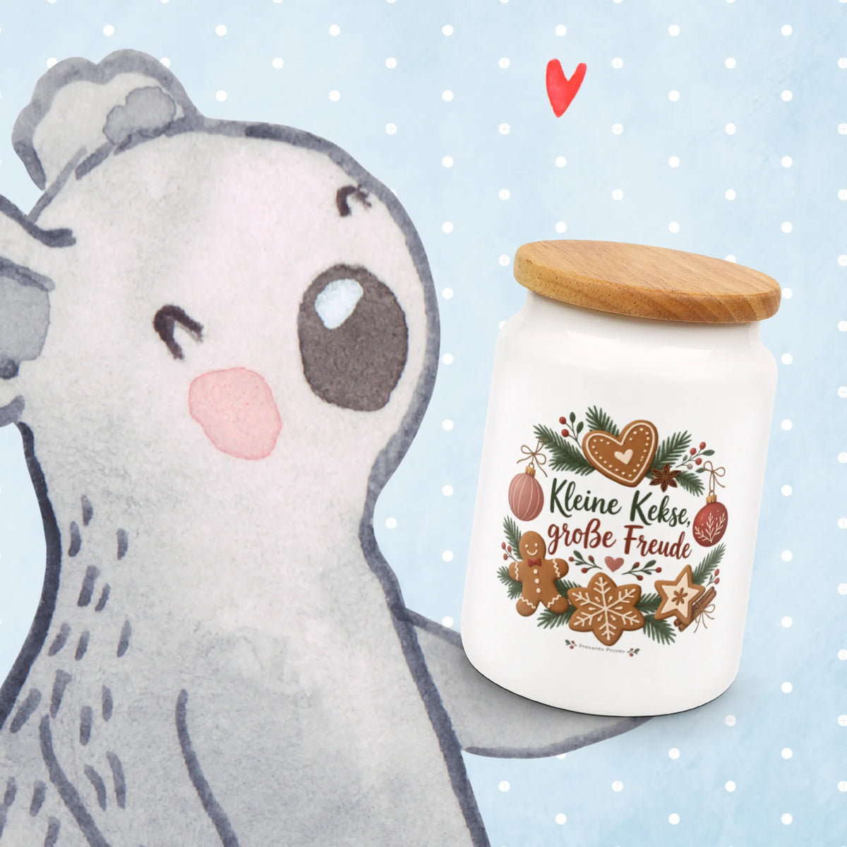 Fröhliche Keksdose zu Weihnachten mit Lebkuchen