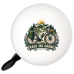 Naturverbundene Fahrradklingel fürs Trekkingrad mit Bergsonne